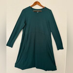 Pure jill Dipped- hem swing dressWomen’s green Elegant Teal Long Sleeve Size S